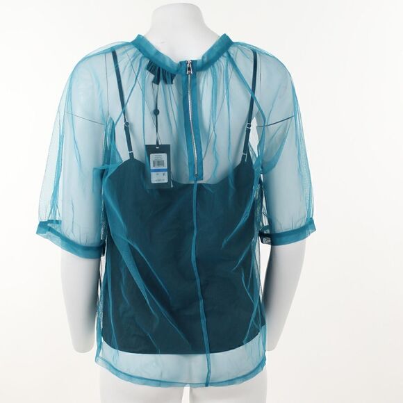 DKNY Women's Tulle Puff Sleeve Top - Picture 4 of 5